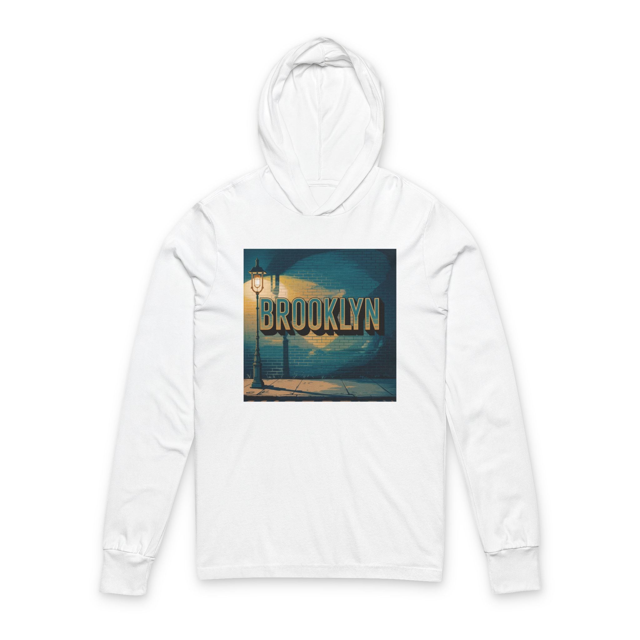 Brooklyn Vibes Unisex Hooded Long Sleeve Tee | Stylish Layering, Casual Wear, Streetwear, Gift for NY Lovers, Urban Fashion